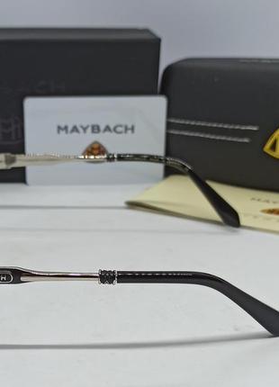 Maybach чоловічі сонцезахисні окуляри краплі чорні в сріблястому металі на флексах4 фото