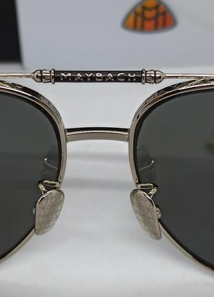 Maybach чоловічі сонцезахисні окуляри краплі чорні в сріблястому металі на флексах5 фото