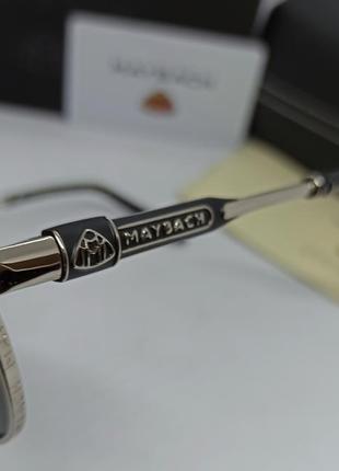 Maybach чоловічі сонцезахисні окуляри краплі чорні в сріблястому металі на флексах10 фото
