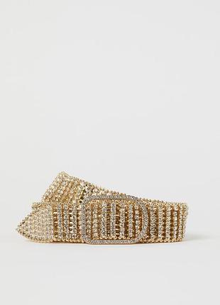 Пояс зі стразами золотистий ремінець h&m