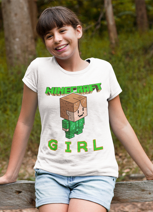 Футболка с оригинальным принтом онлан игры minecraft "девушка girl minecraft майнкрафт" push it5 фото