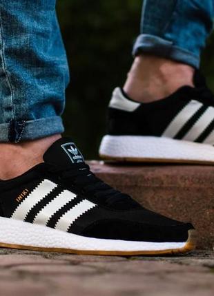 Кроссовки мужские, женские adidas iniki runner boost, черно-белые, адидас иники