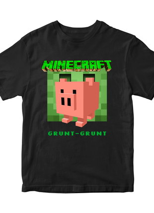 Футболка с оригинальным принтом онлан игры minecraft "pig grunt-grunt minecraft майнкрафт"3 фото