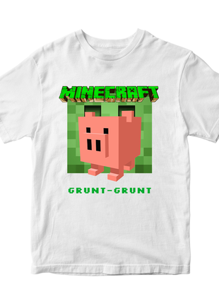 Футболка с оригинальным принтом онлан игры minecraft "pig grunt-grunt minecraft майнкрафт"1 фото