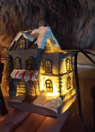 Рождественская деревня инсталляция декорации домик новогодний лед подсветка3 фото