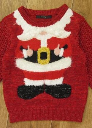 Новогодний на новый год свитер свитшот кофта джемпер красный дед мороз для мальчика 2-3 года7 фото