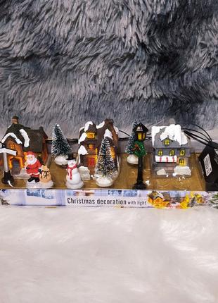 Рождественская деревня инсталляция декорации домик новогодний лед подсветка1 фото
