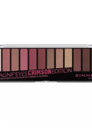 Палетка теней для век rimmel magnif'eyes eye contouring palette 007 crimson edition, 14.16 г3 фото