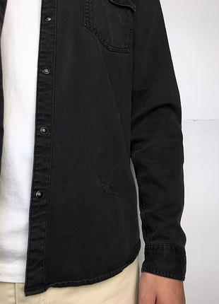 Мужская рубашка чёрная джинсовая пиджак