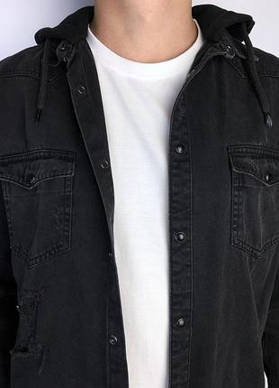 Мужская рубашка чёрная джинсовая пиджак