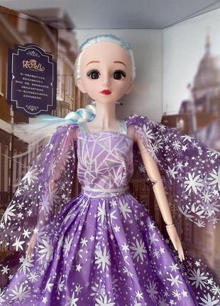 Ростовая шарнирная кукла "разумница" 60 см 1/3, фиолетовое платье2 фото