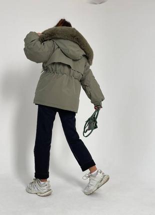 Жіноча стильна парка зимова куртка на холофайбері з пухнастим капюшоном6 фото