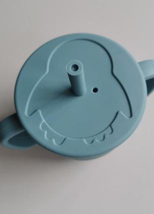 Поильник детский с трубочкой силиконовый smoky blue