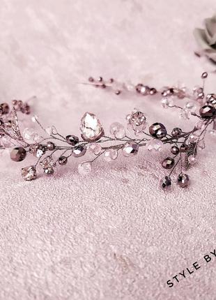 Серебристый ободок ручная работа