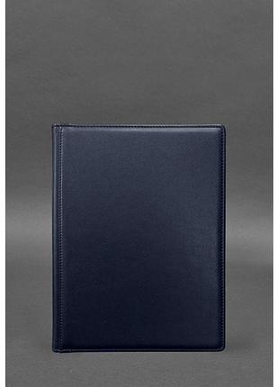 Шкіряна папка для документів на підпис темно-синя