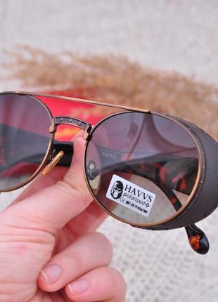Фирменные солнцезащитные круглые очки havvs polarized с боковой шорой унисекс3 фото