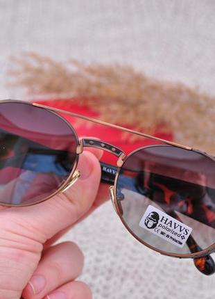 Фирменные солнцезащитные круглые очки havvs polarized с боковой шорой унисекс2 фото