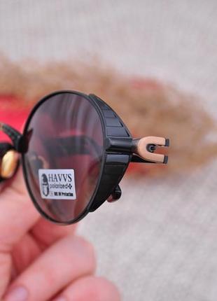 Фирменные круглые солнцезащитные очки havvs polarized с боковой шорой2 фото