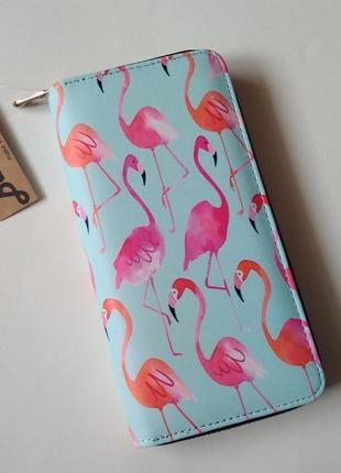 Новый классный большой длинный кошелек с розовым фламинго, бумажник на молнии1 фото
