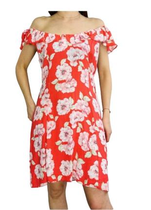 ❄️❤️😌 розпродаж 9-199!!! мила стильна коралова сукня з квітами