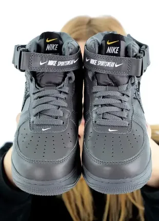 Черевики nike air force high gray жіночі чоловічі ❄️ теплі зимові черевики чоботи fur хутро ☔️🌧