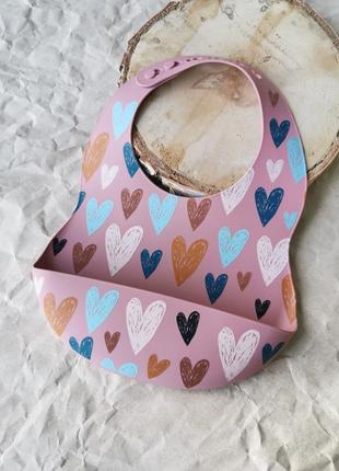 Детский слюнявчик силиконовый с карманом