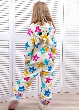 Кигуруми единорог детский и подростковый звезда молочный детский теплый комбинезон, пижама4 фото