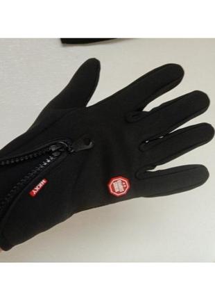 Молодежные спортивные черные сенсорные водонепроницаемые перчатки пальчата перчатки варежки4 фото