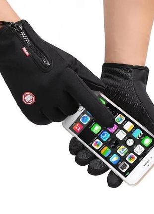 Молодежные спортивные черные сенсорные водонепроницаемые перчатки пальчата перчатки варежки8 фото
