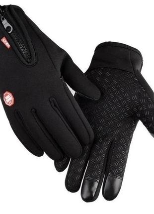Молодежные спортивные черные сенсорные водонепроницаемые перчатки пальчата перчатки варежки6 фото