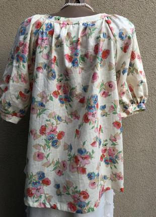 Винтаж,блуза реглан,рубаха в этно,деревенский стиль,цветочный принт,хлопок 100%7 фото