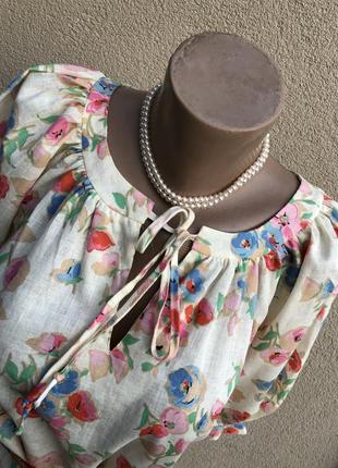 Винтаж,блуза реглан,рубаха в этно,деревенский стиль,цветочный принт,хлопок 100%8 фото