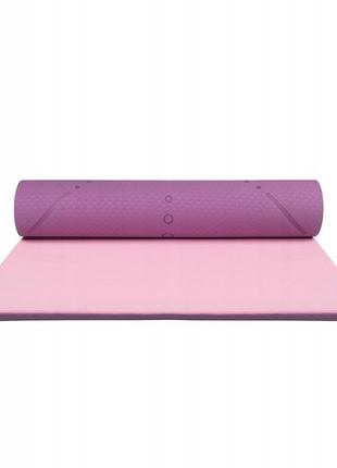 Килимок (мат) для йоги та фітнесу springos tpe 6 мм yg0015 purple/pink poland7 фото