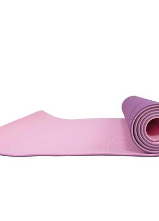 Килимок (мат) для йоги та фітнесу springos tpe 6 мм yg0015 purple/pink poland8 фото