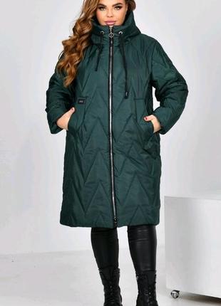 Зимняя 🩶❄️ куртка 60 58 56 54 батал размеры р женская пуховик пальто плащ зима теплая длинная капюшон молния плащевка5 фото