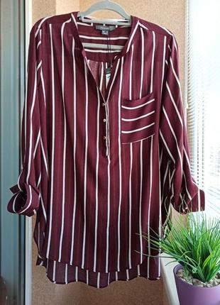 Красивая удлиненная блуза с длинным рукавом в вертикальную полоску5 фото
