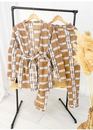 Флисовая пижамка с халатиком в стиле burberry🧳