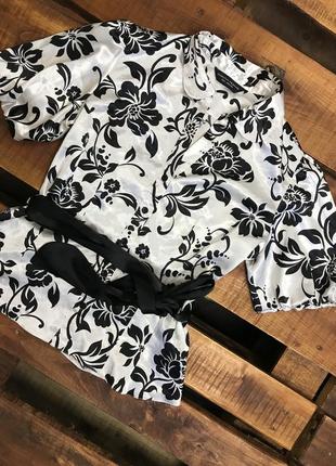 Жіноча блуза у квітковий принт dorothy perkins (дороті перкінс лрр ідеал оригінал чорно-біла)