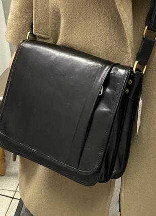Чоловіча сумка чорна чоловіча сумка планшет чоловіча сумка через плече чоловіча сумка італійська шкіряна3 фото