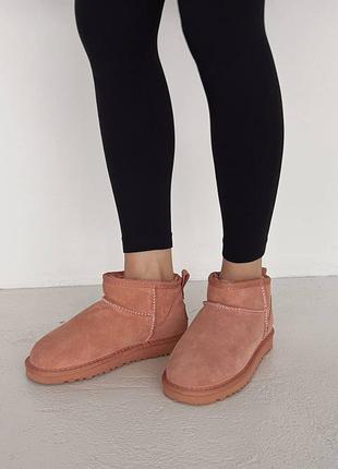 Угги жіночі ugg ultra mini pink suede