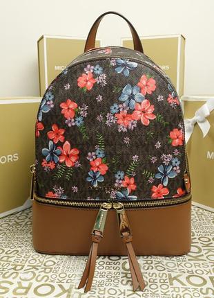 Рюкзак michael kors brown rhea md brown multi flowers оригінал майкл корс