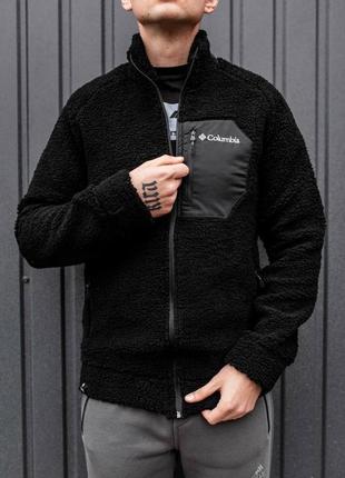 Черная стильная теплая мужская кофта теплая зима осень весна барашок куртка кофта3 фото