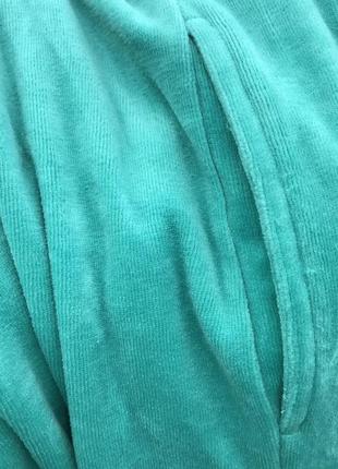 Велюровый длинный женский халат в мятном цвете6 фото