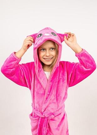 Халат теплый детский банный халат на девочк с капюшоном и ушками4 фото
