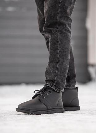 Мужские угги ugg neumel black leather черного цвета