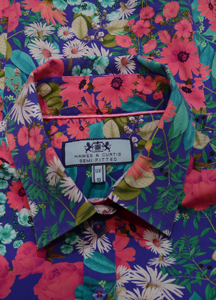 Hawes &amp; curtis semi fitted шикарная рубашка в принт цветов брендовая оригинал г. 104 фото