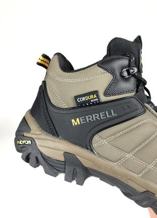 Зимові чоловічі кросівки бежеві merrell/топові чоловічі черевики утеплені для зими та морозів8 фото