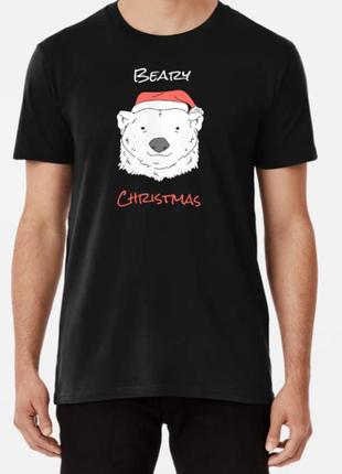 Чоловіча та жіноча новорічна футболка з принтом beary christmas новорічний ведмедик