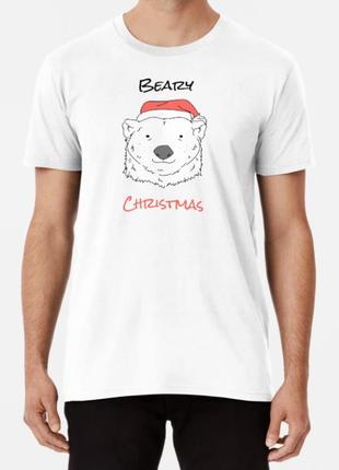 Чоловіча та жіноча новорічна футболка з принтом beary christmas новорічний ведмедик4 фото