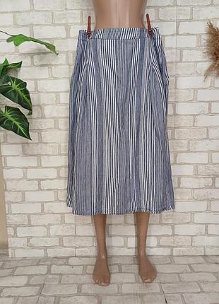 Новая юбка миди на 77% хлопок и 23% лен в мелкие полоски, размер хл